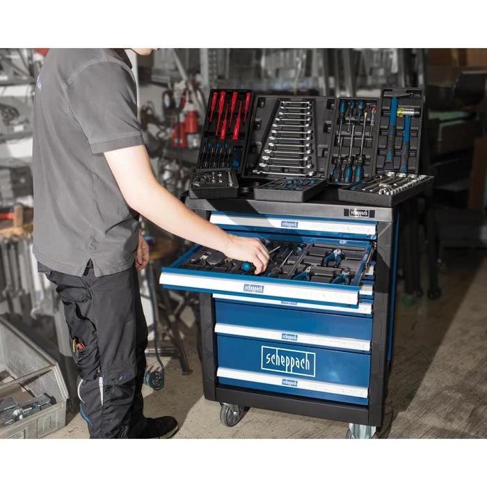 Scheppach Werkzeugwagen TW1000, Mit Werkzeug, 262-teilig, Blau, 7 Schubladen 4 Scheppach Werkzeugwagen TW1000, Mit Werkzeug, 262-teilig, Blau, 7 Schubladen – Bild 2