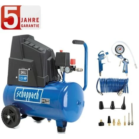 Scheppach 8bar Druckluft Kompressor HC25o Set Spiralschlauch + Zubehör 97 DB(A) 3 Scheppach 8bar Druckluft Kompressor HC25o Set Spiralschlauch + Zubehör 97 DB(A)