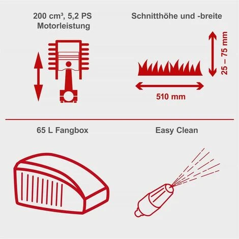 Scheppach Benzin Rasenmäher MS200-51VS 6IN1 5,2 PS Schnittbreite 51 Cm 65L + Öl 6 Scheppach Benzin Rasenmäher MS200-51VS 6IN1 5,2 PS Schnittbreite 51 Cm 65L + Öl – Bild 4
