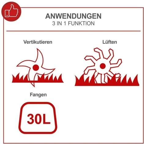 Scheppach Elektro Vertikutierer SC32, 32 Cm Arbeitsbreite, 1,5kW, 16 Messer 3IN1 4 Scheppach Elektro Vertikutierer SC32, 32 Cm Arbeitsbreite, 1,5kW, 16 Messer 3IN1 – Bild 2