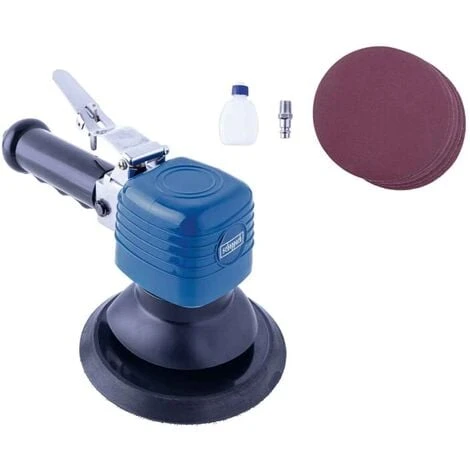Scheppach Druckluft-Exzenterschleifer Ø 150 Mm 5x Schleifpapier + Öl-Fläschchen 3 Scheppach Druckluft-Exzenterschleifer Ø 150 Mm 5x Schleifpapier + Öl-Fläschchen