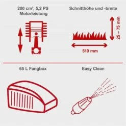 Scheppach Benzin Rasenmäher MS200-51VS 6IN1 5,2PS Breite 51cm 65L + Öl +2.Messer 10 Scheppach Benzin Rasenmäher MS200-51VS 6IN1 5,2PS Breite 51cm 65L + Öl +2.Messer -Scheppach 83937717 4