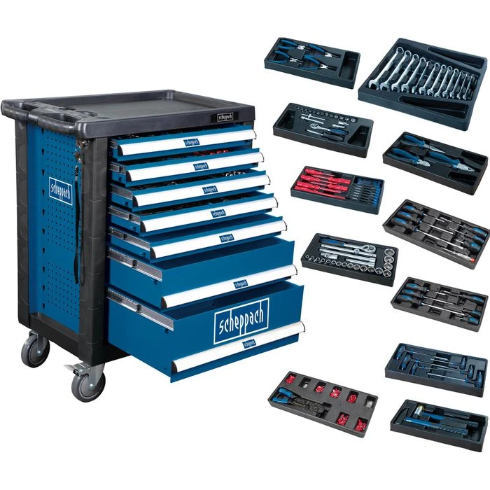 Scheppach Werkzeugwagen TW1000, Mit Werkzeug, 262-teilig, Blau, 7 Schubladen 3 Scheppach Werkzeugwagen TW1000, Mit Werkzeug, 262-teilig, Blau, 7 Schubladen