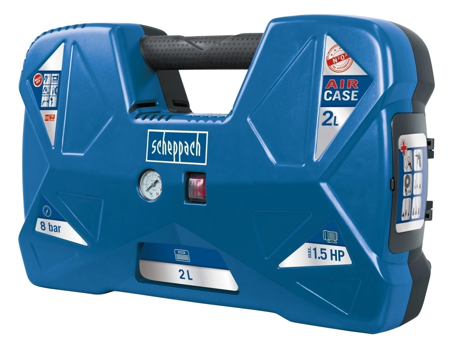Scheppach Mobiler Kompressor Air Case 8 Bar 2 Liter 230V 1100W 4 Scheppach Mobiler Kompressor Air Case 8 Bar 2 Liter 230V 1100W – Bild 2