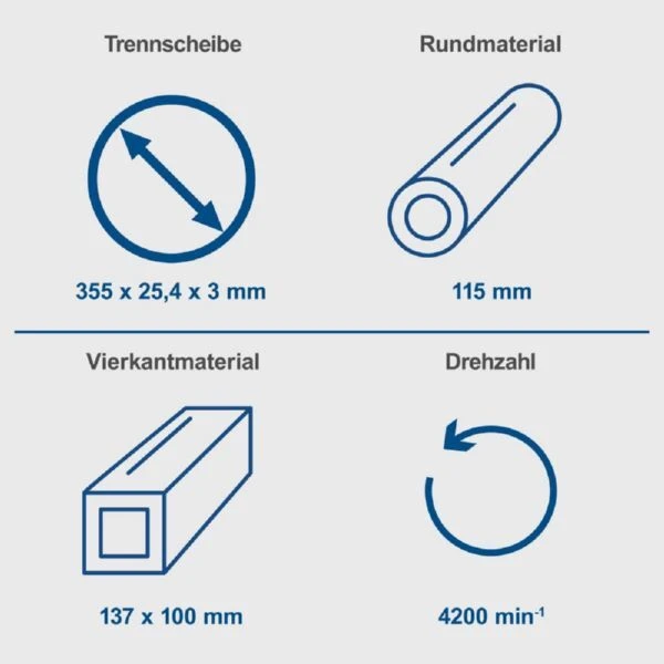 Scheppach Metall-Trennschneider 355 Mm MT150 2600 W Motor 8 Scheppach Metall-Trennschneider 355 Mm MT150 2600 W Motor – Bild 6